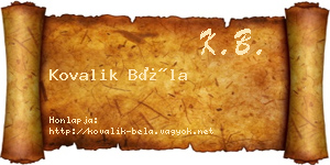 Kovalik Béla névjegykártya